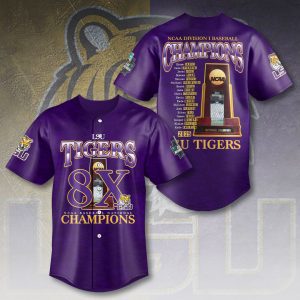 LSU Tigers Baseball National Champs 2025 Baseball Jersey  LSU1008