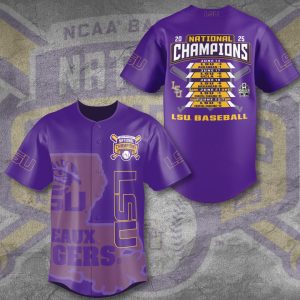 LSU Tigers Baseball National Champs 2025 Baseball Jersey  LSU1146