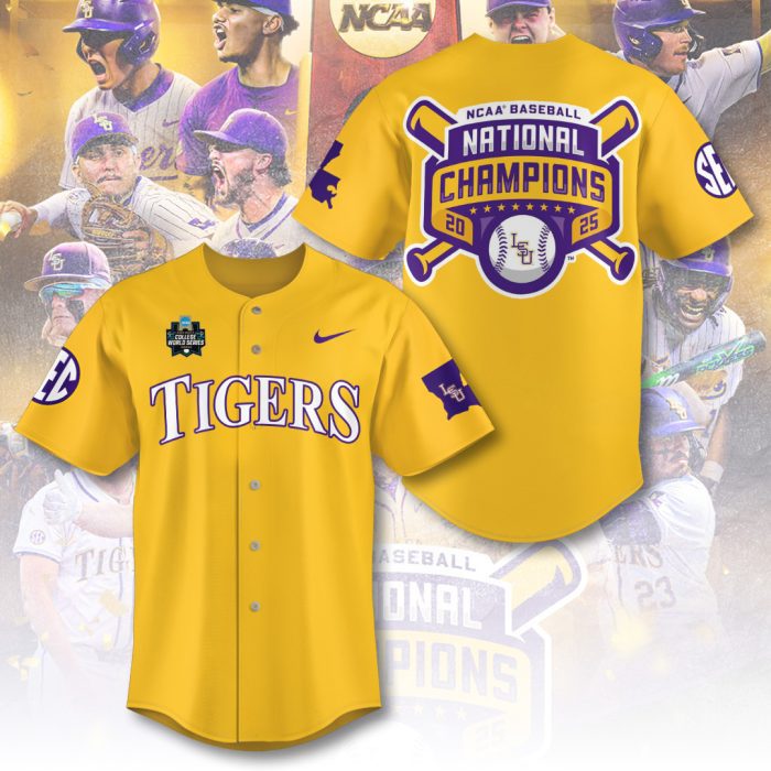 LSU Tigers Baseball National Champs 2025 Baseball Jersey  LSU1160
