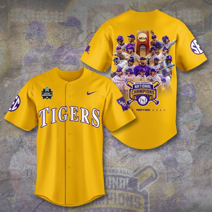 LSU Tigers Baseball National Champs 2025 Baseball Jersey  LSU1254