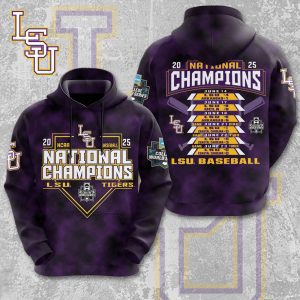 LSU Tigers Baseball National Champs 2025 Unisex Performance Hoodie  LSU1424