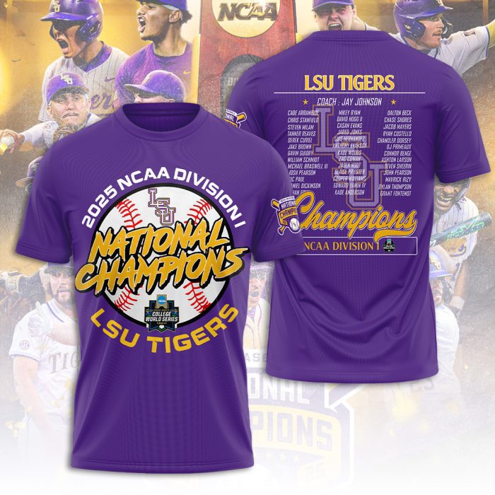 LSU Tigers Baseball National Champs 2025 Unisex Performance T-Shirt  LSU1002