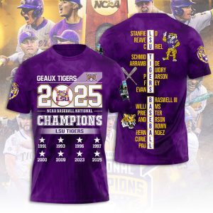 LSU Tigers Baseball National Champs 2025 Unisex Performance T-Shirt  LSU1213